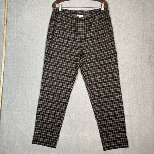 J Jill Pants Large Black Plaid Academia Ponte Slim Leg Pull On Chino Stretch
